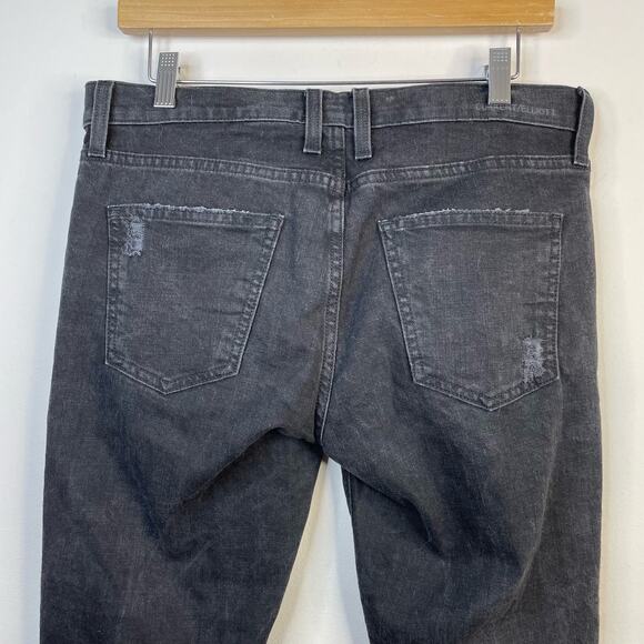 Current Elliott The Fling Black Tattered Ripped Slim boyfriend jeans womens 27 - Picture 7 of 11